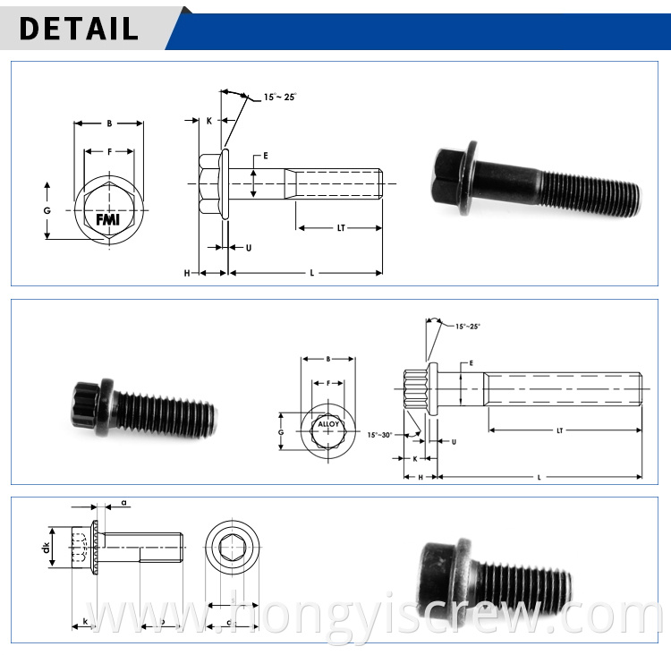 China custom zinc plated flange bolt M8 M14 hex socket bolts